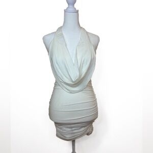 Oh Polly White Backless Draped Dress